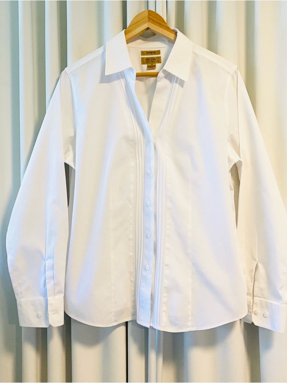 Gold Label Investments Tailored White Button-Front, Tuxedo Pleat, Non-iron